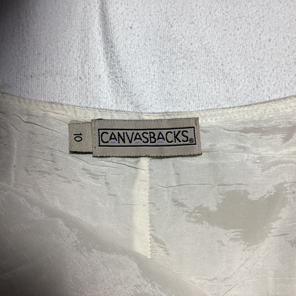 Canvasbacks Vintage 100% Linen Paneled Midi Skirt Beige Oatmeal Made in USA 10 - Picture 5 of 10